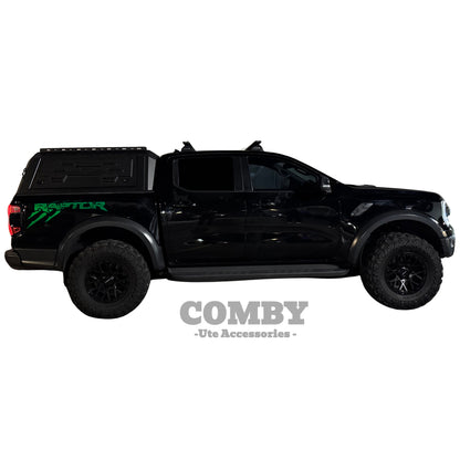 Ford Ranger COMBY Aluminium UTE Canopy with Solid Panels fits 2022+ (Recovery Board Side Panels)